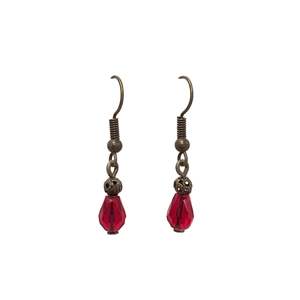Autumn Bliss: Red Teardrop Bead Bronze Earrings