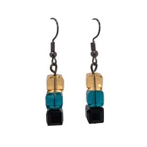 Trio Large Square Bead Drop Earring