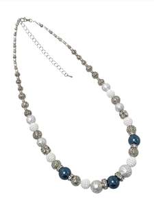 Pearl Diamante Filagree Bead Necklace