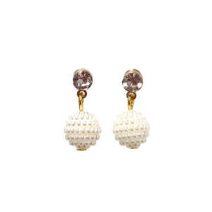 Pearl Studded Bead CZ Drop Earring