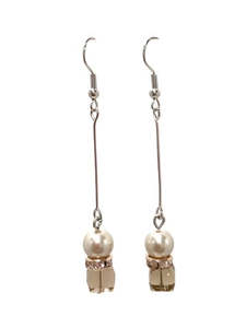 Eternal Pearls: Long Bead Duo Rhinestone Drop Earring