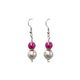 Pink Silver Pearl 2 Bead Earring