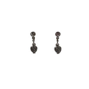 Shimmering Silver: Diamante Stud Heart Drop Earrings