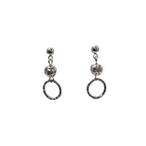 Silver Hoop Ball Drop Earrings