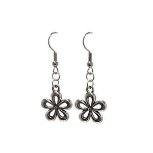 Shimmering Silver: Silver Cut Out Flower Drop Earrings