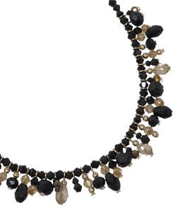 Midnight Noir: Black and Gold Multi Bead Necklace