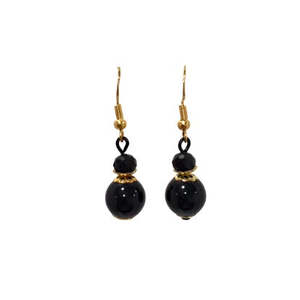 Midnight Noir: Black Gold 2 Bead Drop Earring