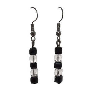 Black Contrast Bead Drop Earrings