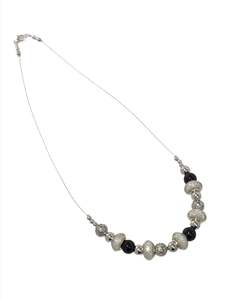 Lampwork Silver Black Bead Necklace