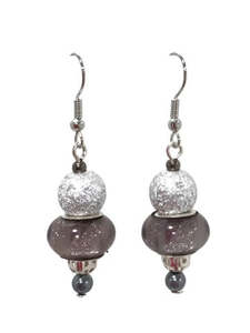 Lumina Glass: Lampwork Silver Tones Drop Earring