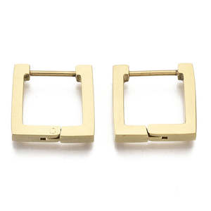 18K Gold Stainless Steel Square Huggie Hoop Earrings
