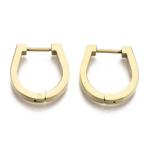 Golden Glow: 18K Gold Stainless Steel Oval Huggie Hoop Earrings