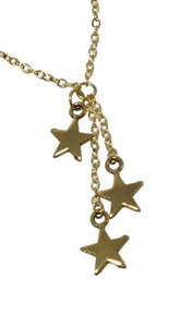 Golden Glow: Triple Gold Star Drop Pendant
