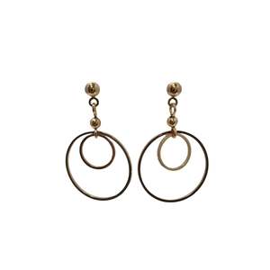 Golden Glow: Double Gold Ring Drop Earrings