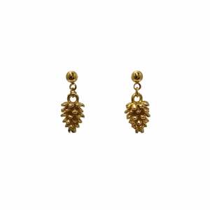 Golden Glow: Pinecone Stud Drop Earrings