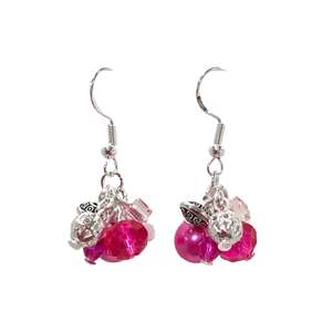 Pretty In Pink: Pink and Silver Charm Bead Earrings