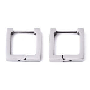 Huggies Stainless Steel Hoops: Stainless Steel Square Huggie Hoop Earrings