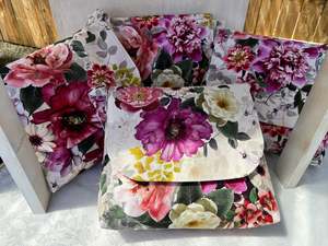 Handbags: Floral Cotton Canvas Shoulder Bag – Ella Flower Garden, Handmade NZ
