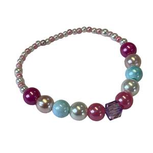 Bracelet Multi Tone Pink, Blue and Purple Beads