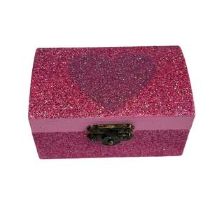 Spring Collection: Pink Chest Purple Glitter Hearts - Jewellery Box