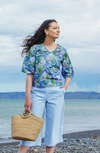 Helena Top - Light Blue Floral