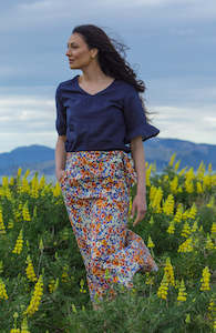 Tops: Sorrento Top - Navy Linen