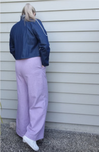 Pants: Linen Wide Leg - Lavendar Linen, Elasticated Waist Pants