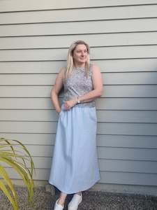 Skirts: Molly Skirt - Blue light denim cotton