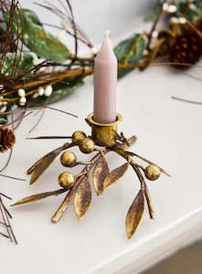 Christmas: Mistletoe Iron Candleholder Small