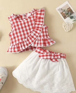 Love Sunshine: Love & Sunshine Two Piece Set - Red Checkered