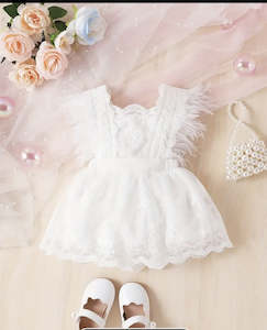 Love Sunshine: Love & Sunshine Dress - White Lace with Feather Ruffles