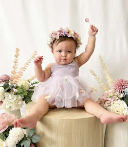 Love Sunshine: Love & Sunshine Romper Dress - Purple Floral