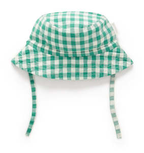 Baby Accessories: Linen Blend Sunhat - Palm Gingham
