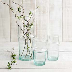 Glassware: Le Verre Beldi Bok Luk Vase - Blue