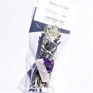 Opal Sage: Opal + Sage - White Sage Floral Smudge Stick