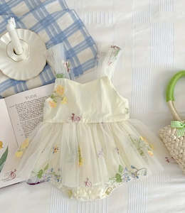 Love & Sunshine Tutu Romper Dress - Cream Floral