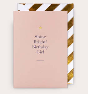 Lagom Design: Gold Star Shine Bright! Birthday Girl Card