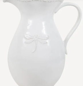 Dragonfly Stoneware White Jug Small