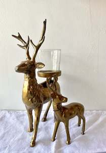 Prancer Standing Reindeer Gold Candleholder