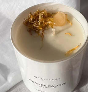 Opal Sage: Opal + Sage - Large Orange Calcite Candle