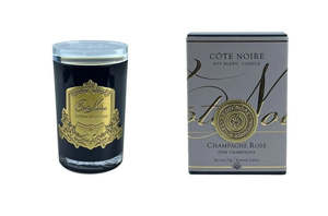 Cote Noire Crystal Lid Candle Dark Vessel - Pink Champagne 75g