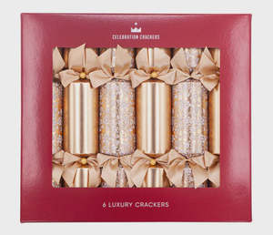 6 Luxury Golden Blossom Christmas Crackers 13”