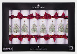 C: 8 Super Deluxe Watercolour Christmas Tree Crackers 14”