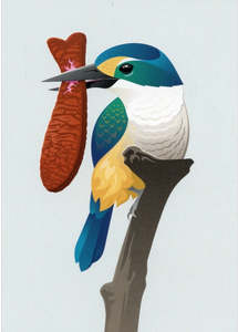 O: Kingfisher with Chocolate Fish Card