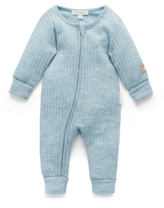 Baby And Child: Blue Merino Growsuit