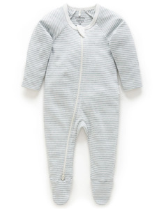 Baby And Child: Blue Striped Zip Growsuit