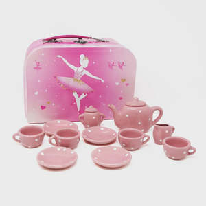 Pink Poppy Dot Porcelain Tea Set