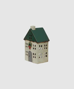 Gifting: Christmas Tea Light House Green with Wreath Small