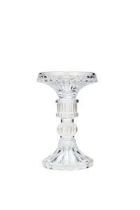 Clear Cut Glass Pillar & Taper Candle Stand