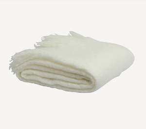 Tassel Throw Off White